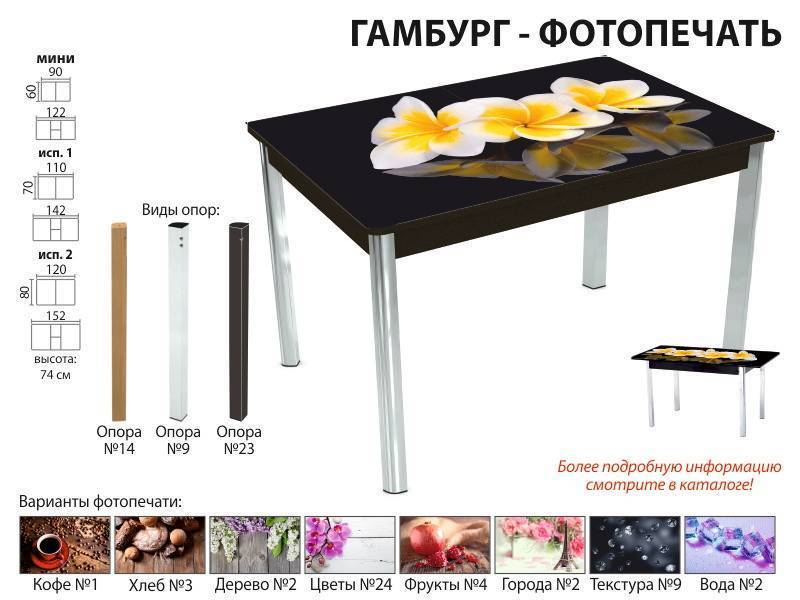 стол обеденный гамбург фотопечать в Рязани