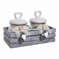 Банка Love с крышкой, набор 2 шт. на подставке серого цвета