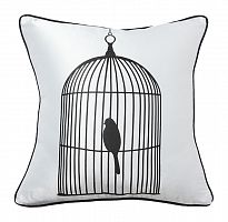 подушка с птичкой в клетке birdie in a cage white в Рязани