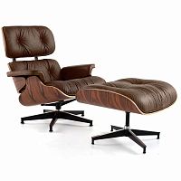 кресло eames style lounge chair & ottoman premium коричневое в Рязани