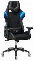 игровое кресло бюрократ бюрократ viking 4 aero, обивка: искусственная кожа, цвет: иск.кожа черная/ткань черная 26-28/сетка синяя(tw-10)-голубая(tw-55)-серая(tw-12) в Рязани