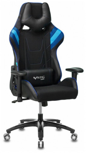 игровое кресло бюрократ бюрократ viking 4 aero, обивка: искусственная кожа, цвет: иск.кожа черная/ткань черная 26-28/сетка синяя(tw-10)-голубая(tw-55)-серая(tw-12) в Рязани