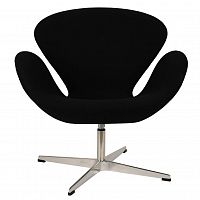 кресло arne jacobsen style swan chair черная шерсть в Рязани