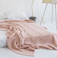 комплект плед с косами (180*220) и 2 наволочки (50*50) св. персик в Рязани