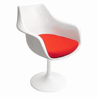 кресло tulip armchair бело-красное шерсть в Рязани