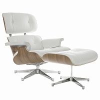 кресло eames style lounge chair & ottoman белое в Рязани