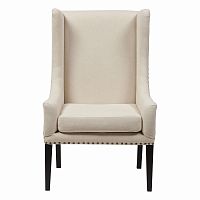 кресло мягкое с ушами белое nailhead fabric armchair в Рязани