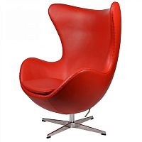 кресло arne jacobsen style egg chair кожа красное в Рязани