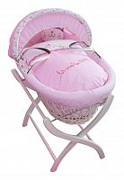 колыбель-переноска gift wicker moses basket белая, розовое белье в Рязани