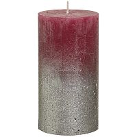 Свеча большая бордовая с серебром Rustic, 130х68 мм