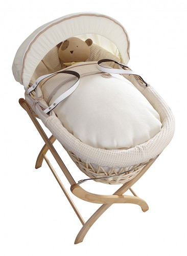 колыбель-переноска premium moses basket натуральная, кремовое белье в Рязани