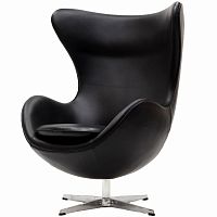 кресло с подлокотниками arne jacobsen style egg chair черное в Рязани