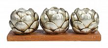 подсвечник сеербряный на 3 свечи на подставке шишки fir cone, 28 см в Рязани