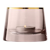 подсвечник стеклянный коричневый с золотым ободком для чайной свечи light, 6,6 см в Рязани