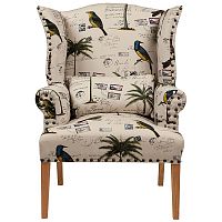 кресло мягкое с ушами quinn tufted armchair бежевое с рисунком в Рязани