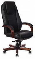 кресло для руководителя бюрократ бюрократ t-9923 walnut, обивка: натуральная кожа, цвет: кожа (black) в Рязани