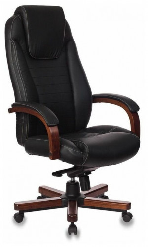 кресло для руководителя бюрократ бюрократ t-9923 walnut, обивка: натуральная кожа, цвет: кожа (black) в Рязани
